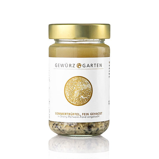 Gewürzgarten Sommertrüffel Brisures, fein gehackt in Portwein-Fond eingekocht, 225 g