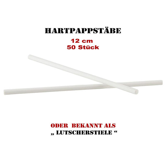 Hartpappstäbe, Lutscherstiele (weiss), beidseitig stumpf, ø ca. 3,8 mm, 12 cm, 50 St