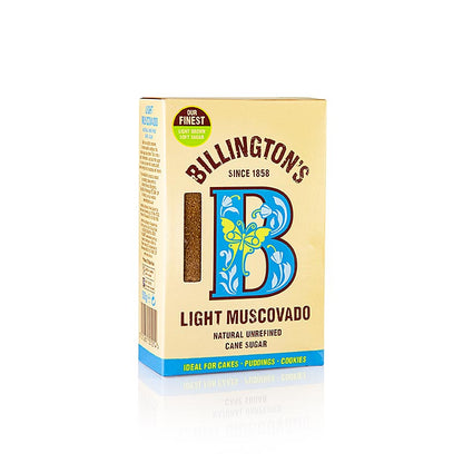 Muscovado Zucker, hell, Roh-Rohrzucker, Karamellnoten, Billington´s, 500 g