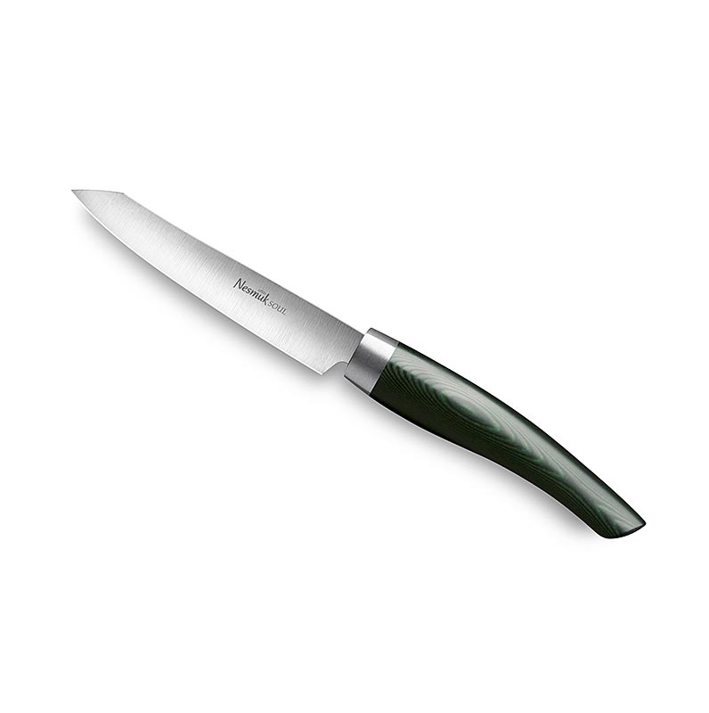 Nesmuk Soul 3.0 Office-/Schälmesser, 90mm, Edelstahlzwinge, Griff Micarta grün,