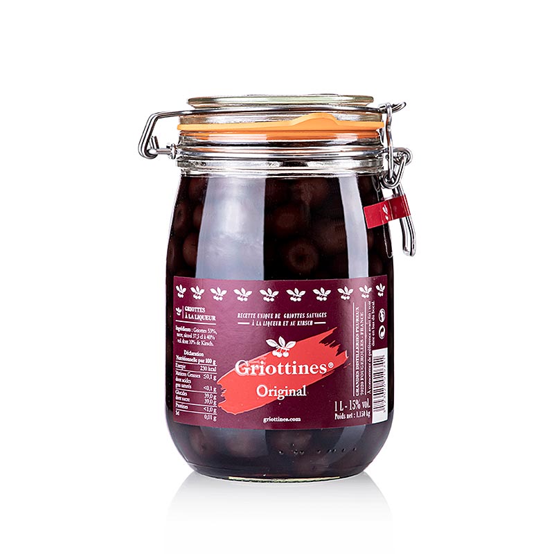 Griottines Original, halbkand. Sauerkirschen o.Kern o.Stiel, in Likör,15% vol., 1 l