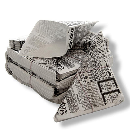 Einweg Snack Fish & Chips-/Pommes Frites-Tüten, mit Zeitungspapierdruck, 17cm, 1