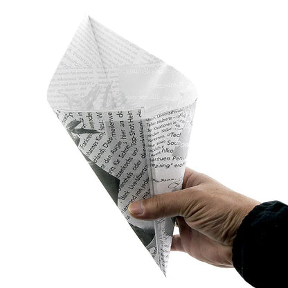 Einweg Snack Fish & Chips-/Pommes Frites-Tüten, mit Zeitungspapierdruck, 17cm, 1