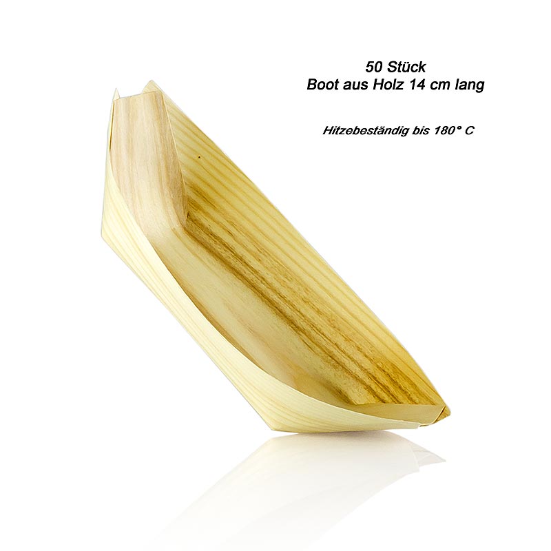Einweg Boot aus Holz, ca. 14 cm, hitzebeständig bis 180° C, 50 St