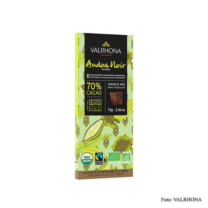 Valrhona Andoa Noire, Couverture dunkel, Tafel, 70 % Kakao, BIO, 70 g