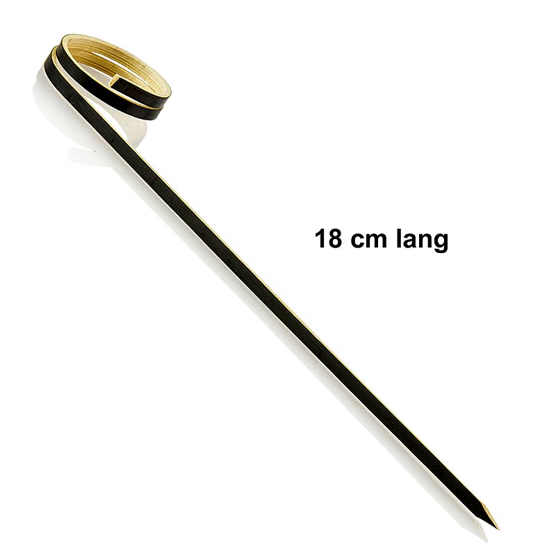 Bambus-Spiesse, mit Loop (Ringende), schwarz, 18 cm, 100 St