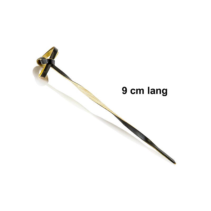 Bambus-Spiesse, mit Knotenende, gedreht, schwarz, 9 cm, 250 St