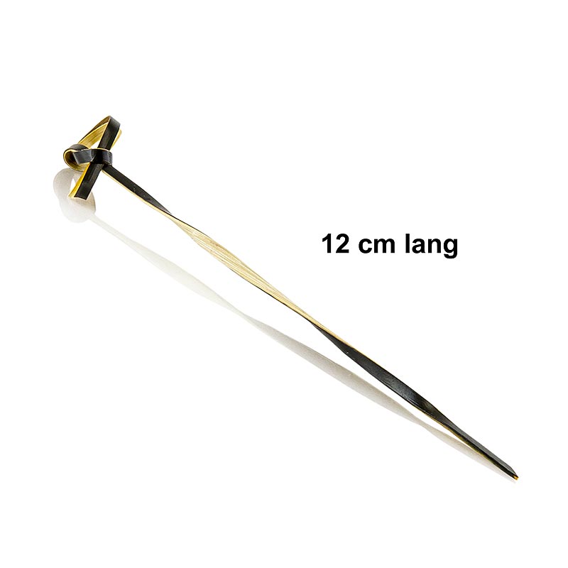 Bambus-Spiesse, mit Knotenende, gedreht, schwarz, 12 cm, 250 St