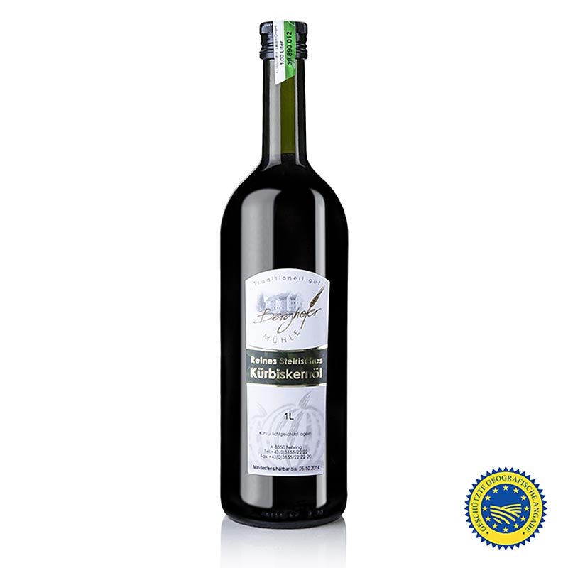 Kürbiskernöl aus der Steiermark g.g.A., 100% rein, Berghofer-Mühle, 1 l