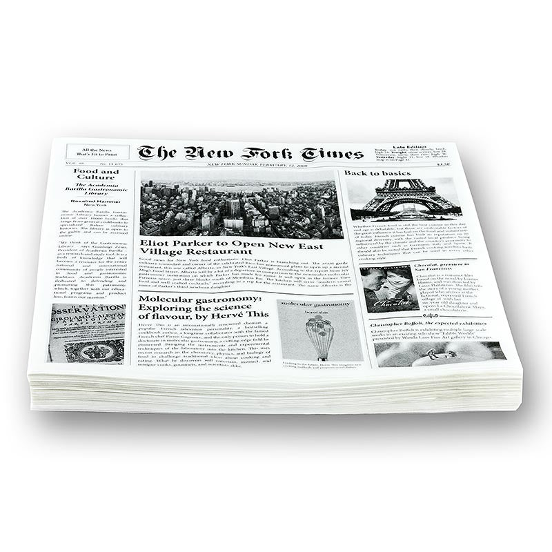 Einweg Snack Papier mit Zeitungspapierdruck, ca.290x300mm, New Fork Times, 500 B