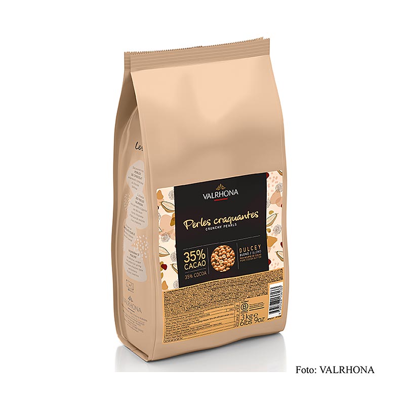 Valrhona Knusprige Perlen, Getreidefüllung mit Dulcey Schokoüberzug, blond, 3 kg