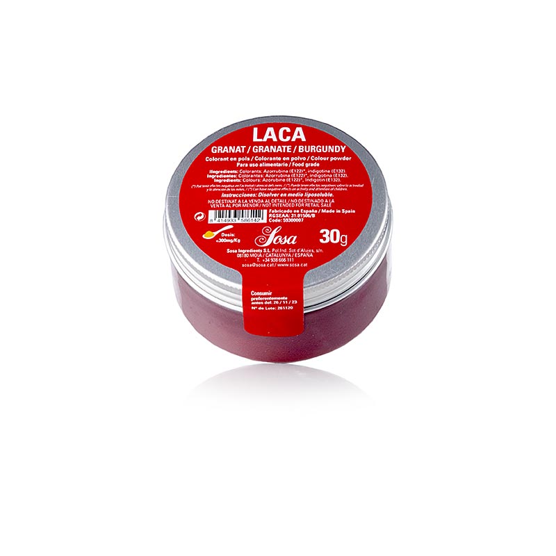 Sosa Lebensmittelfarbe, Puder, Granat-/Burgunderrot, fettlöslich, 30 g