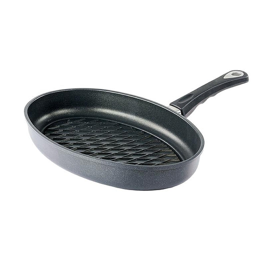 AMT Gastroguss, Grillpfanne, oval, Induktion, mit BBQ-Rautenmuster 35x24 cm, 1 St
