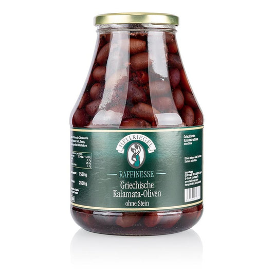 Hellriegel - Schwarze Oliven, ohne Kern, Kalamata-Oliven, in Lake, 2,6 kg