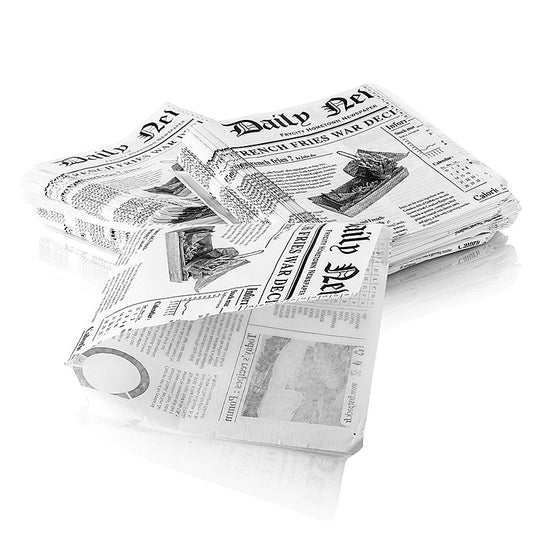 Einweg Snack Tüte mit Zeitungspapierdruck, ca.170x170mm, 500 St