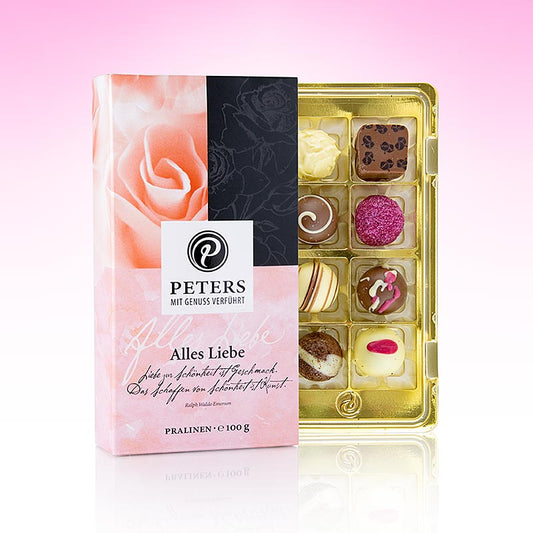 Trüffel & Pralinen-Mischung, "Alles Liebe", mit Alkohol, Peters, 100 g, 8 St