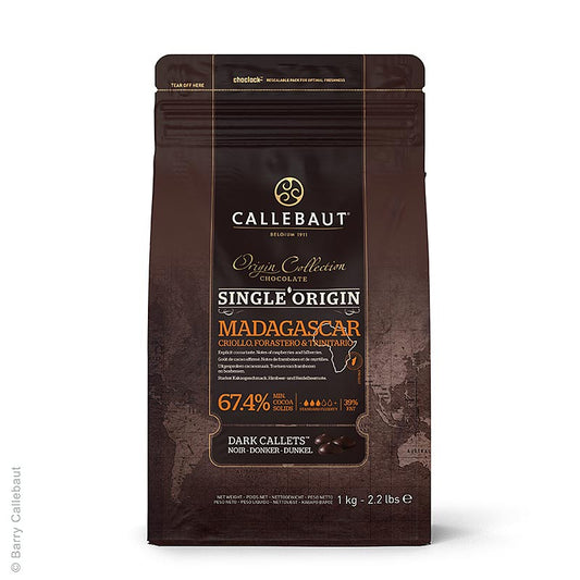 Origine Madagascar, dunkle Couverture, Callets, 67,4% Kakao, 2,5 kg