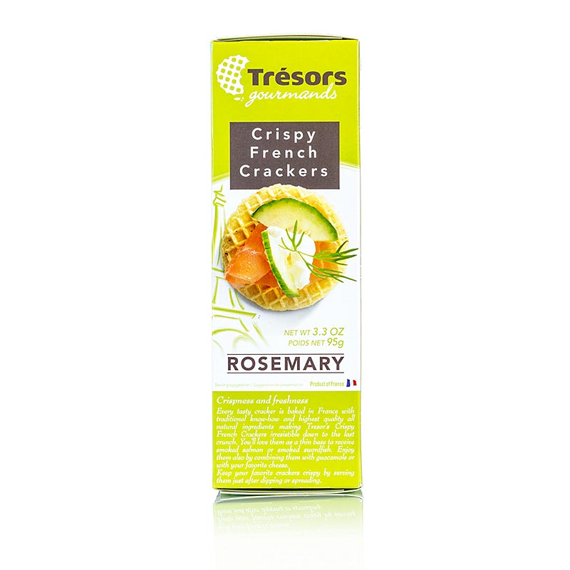 Patisserie des Flandres - Barsnack Tresors - Crispy franz. Mini-Waffel-Cracker mit Rosmarin, 95 g