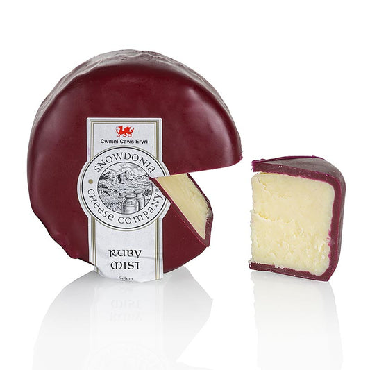 Snowdonia - Ruby Mist, Cheddar Käse mit Port und Brandy, rotbrauner Wachs, 200 g