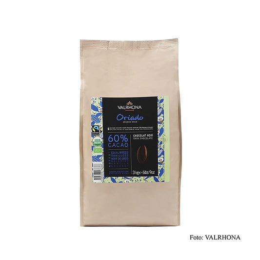 Valrhona Oriado, Couverture Dunkel, Callets, 60% Kakao, BIO, 3 kg