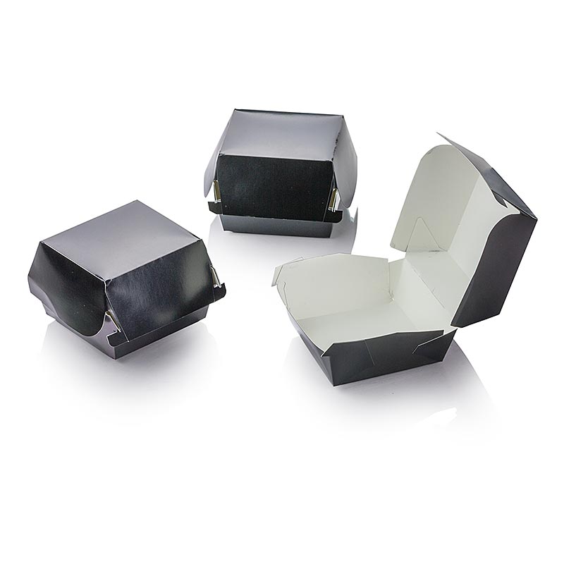 Hamburger Pappboxen "Mini", schwarz, 90x80x50 mm,100% Chef, 100 St