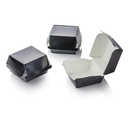 Hamburger Pappboxen "Mini", schwarz, 90x80x50mm,100% Chef, 100 St