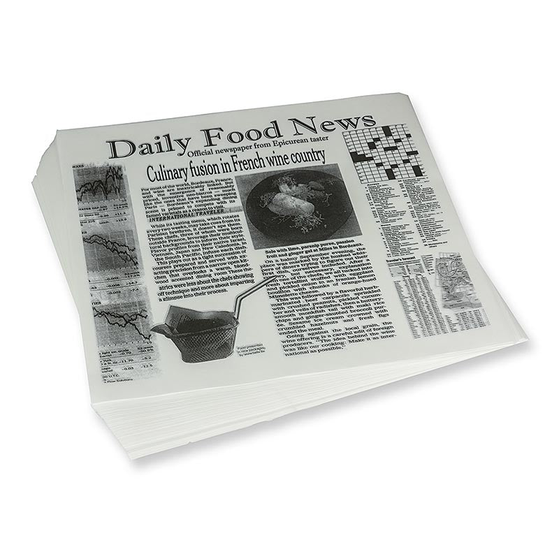 Einweg Snack Papier mit Zeitungspapierdruck, ca.310x285 mm, Daily News, 500 Blatt