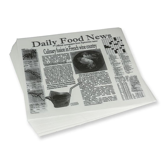 Einweg Snack Papier mit Zeitungspapierdruck, ca.310x285 mm, Daily News, 500 Blatt