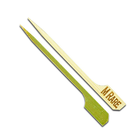 Bambus-Spieße, mit Blattende, mit Aufschrift "M Rare", 9cm, 100 St