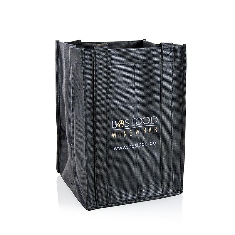 Greenbag Tragetasche für 4 Flaschen, schwarz, mit CHEF FOOD - Logo, 1 St