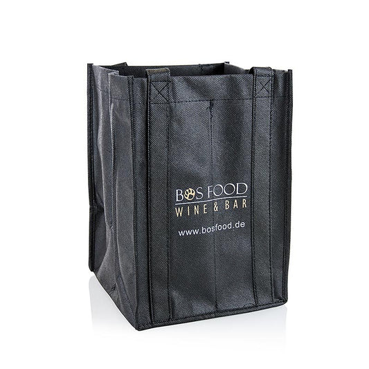 Greenbag Tragetasche für 4 Flaschen, schwarz, mit CHEF FOOD - Logo, 1 St