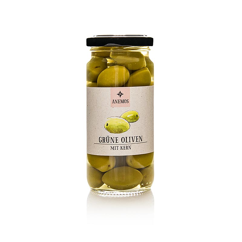 Grüne Oliven, mit Kern, in Lake, ANEMOS, 227 g