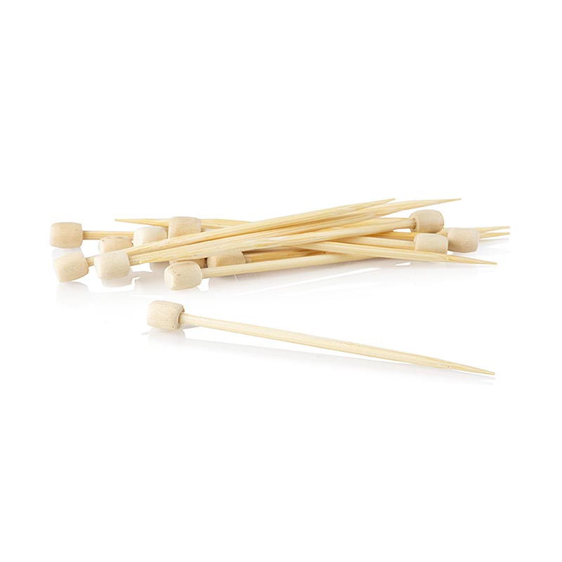 Bambus-Spieße, "Drum", mit weißem Knauf, 7cm, 40 St
