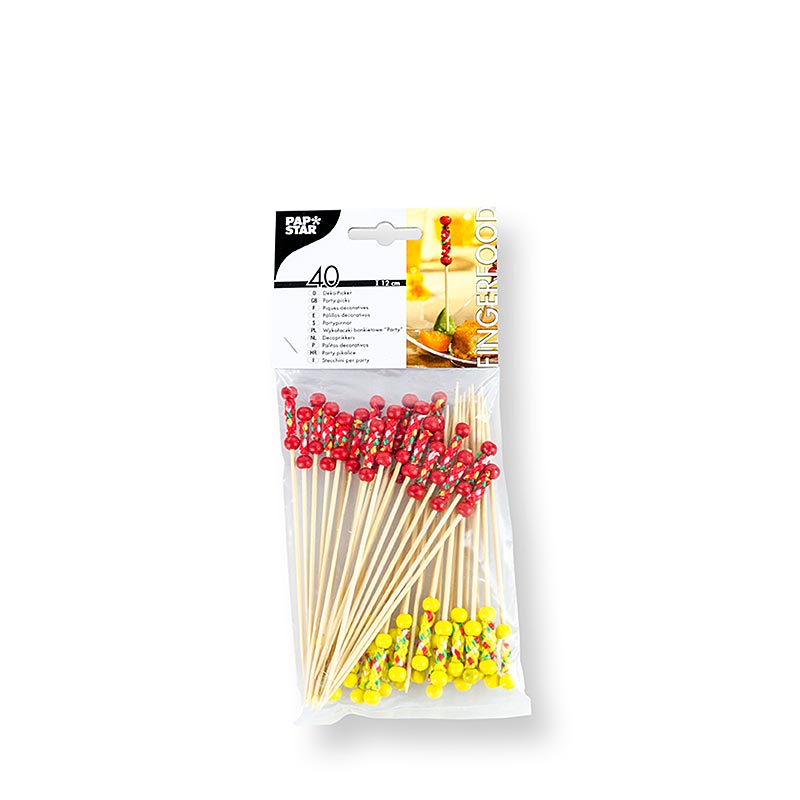 PAPSTAR - Bambus-Spieße, "Mexico", mit bunter Deko und Perlen, 12cm, 40 St