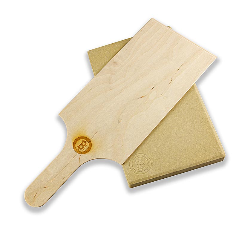 BEEFER - Pizzastein mit Holzschieber, 1 St