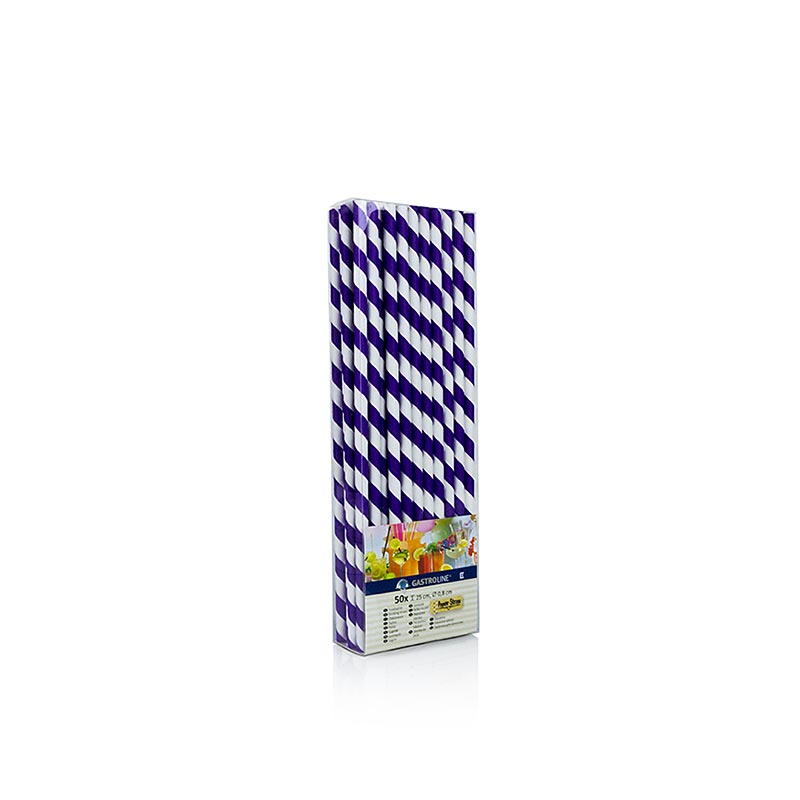 Kögler - Einweg Papier Trinkhalme JUMBO "Streifen", lila-weiß, 25cm, 50 St