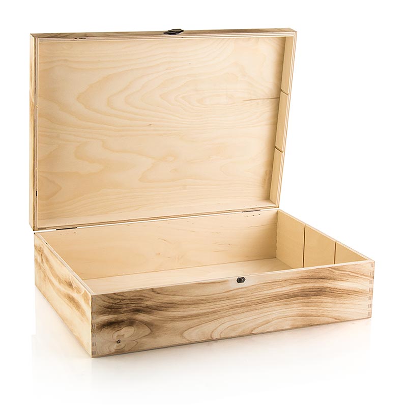 Weinpräsentkarton "Holzkiste geflämmt", 3er Präsentkarton, 370x258x98mm, 1 St