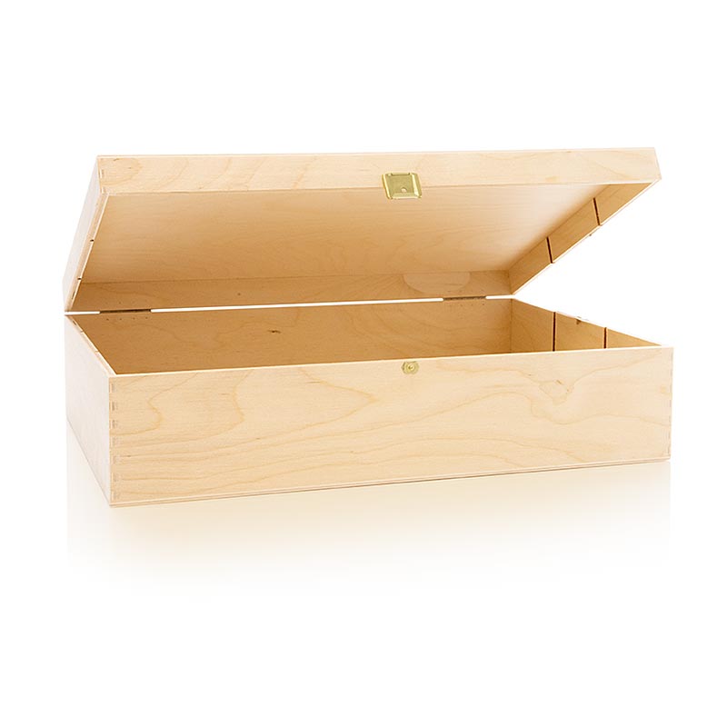 Wein Präsentverpackung "Holzkiste mit Scharnierdeckel", 3er, 370x258x98mm, 1 St