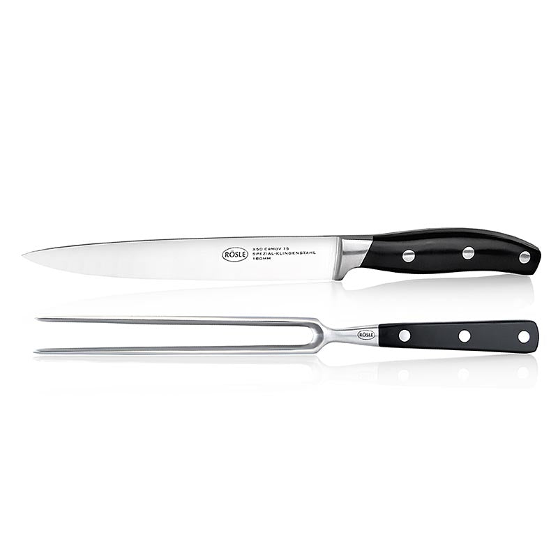 Rösle Tranchierbesteck, Fleischgabel (16 cm) und Messer (18 cm), 2 tlg.