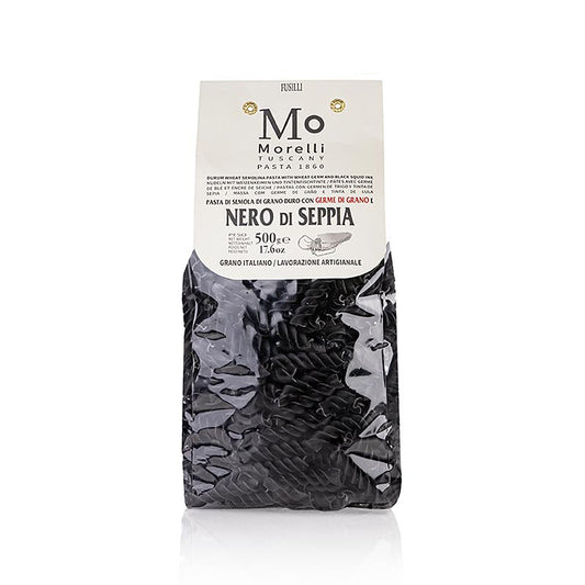Morelli 1860 Fusilli, schwarz, mit Sepia-Tintenfischfarbe, 500 g