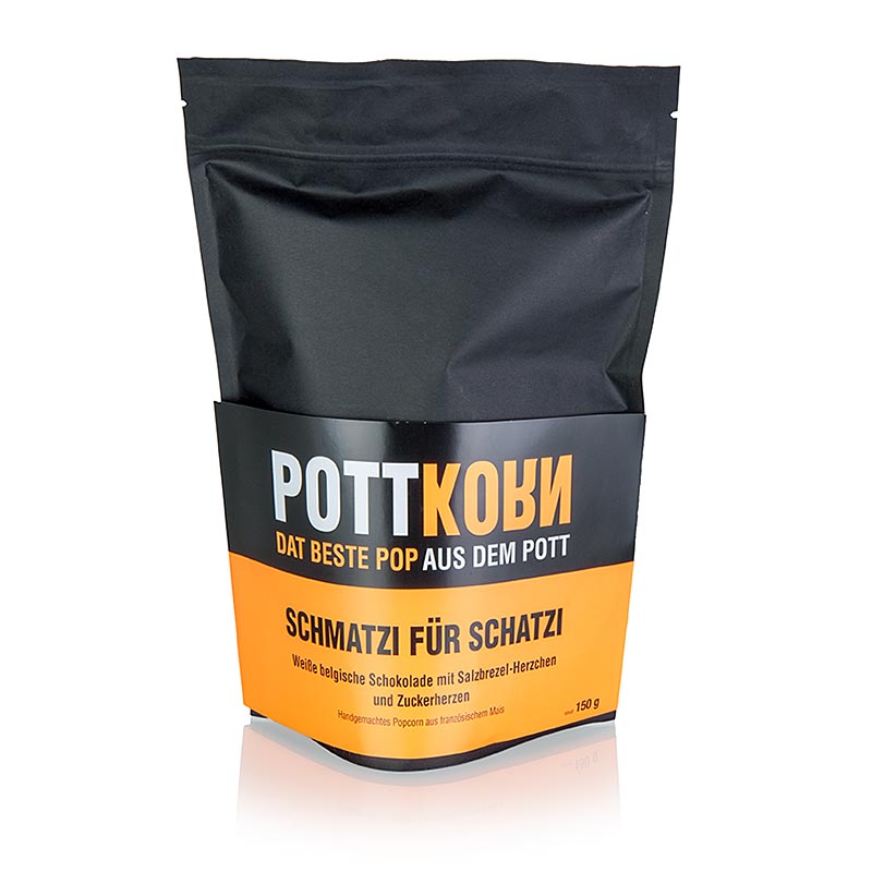 Pottkorn - Schmatzi Schatzi, Popcorn mit weißer Schokolade, Brezel, 150 g