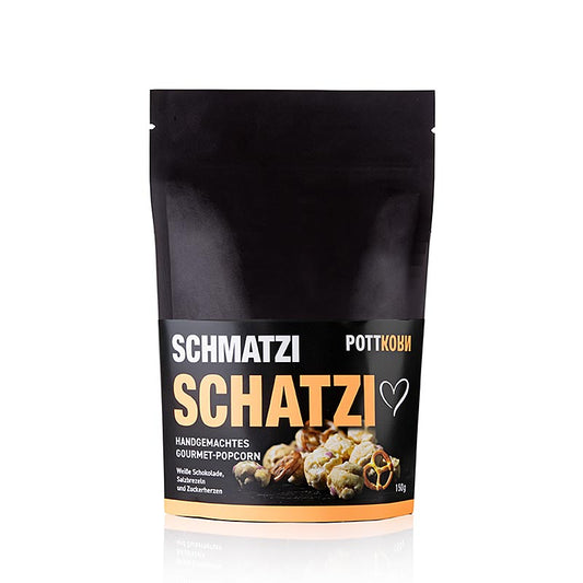 Pottkorn - Schmatzi Schatzi, Popcorn mit weisser Schokolade, Brezel, 150 g