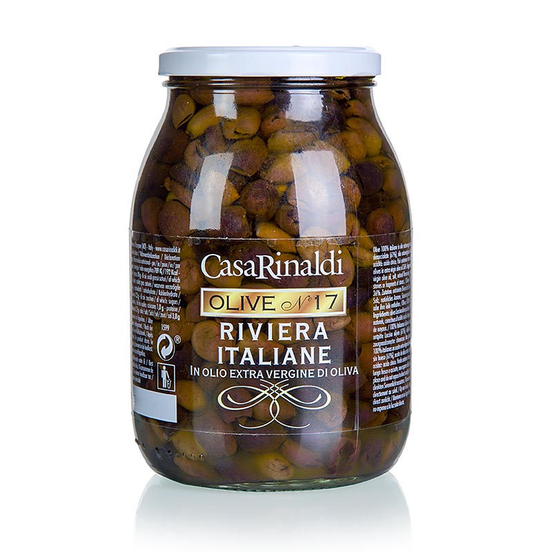 Schwarze Oliven, ohne Kern (Snocciolate), in Olivenöl, Casa Rinaldi, 900 g