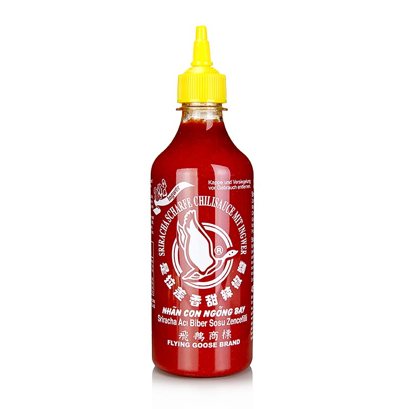 Chili-Sauce - Sriracha, scharf, mit Ingwer, Squeeze Flasche, Flying Goose