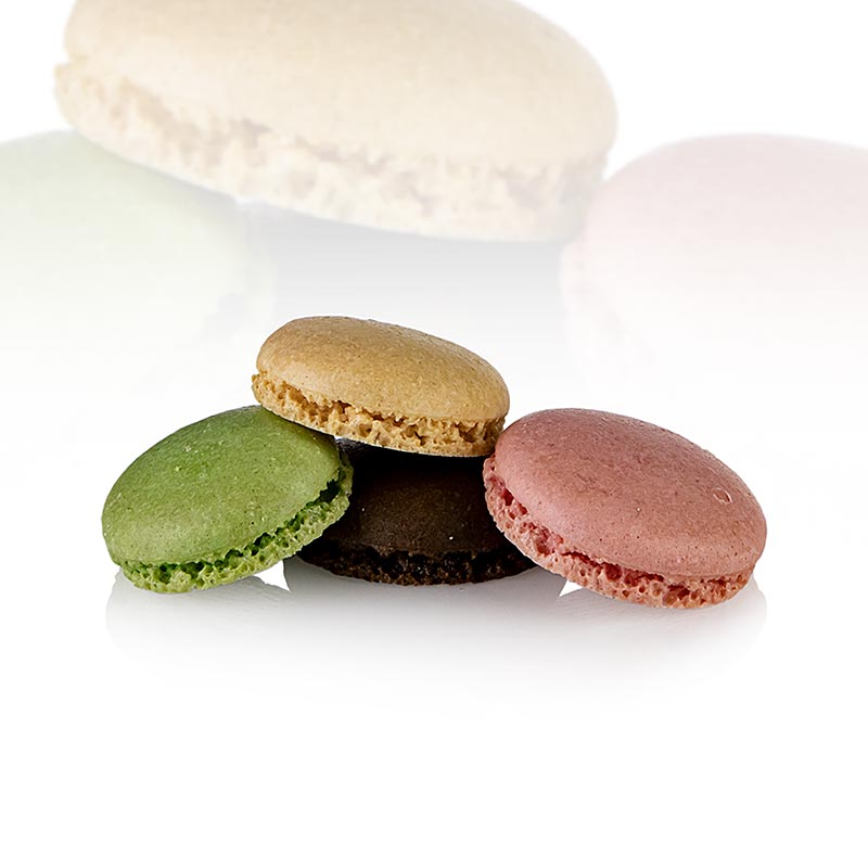 Macarons Mischung 1 (je 96 x Pistazie, Schoko, Natur, Himbeer), ca.Ø3,5cm, 921 g