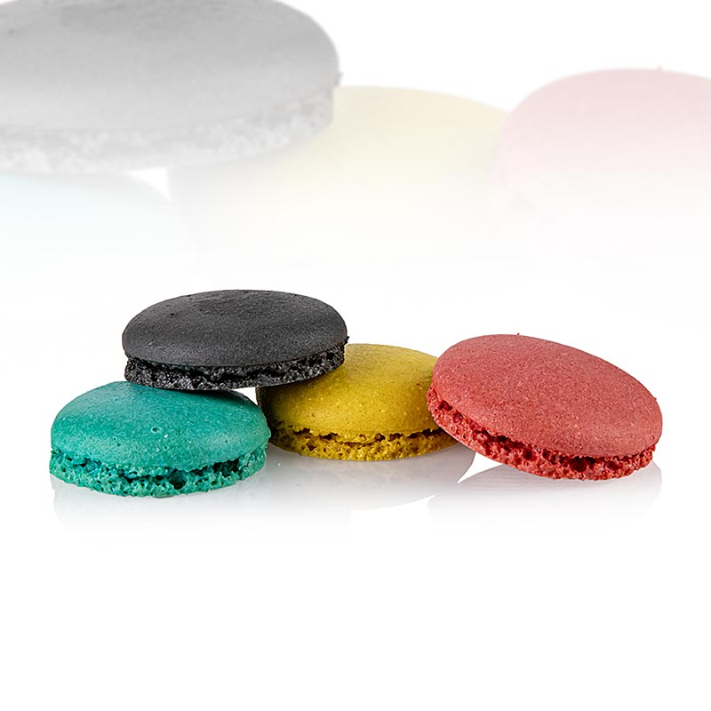 Macarons Mischung 2 (je 96 x Schwarz, Cassis, Zitrone, Türkis), ca. Ø3,5cm, 921
