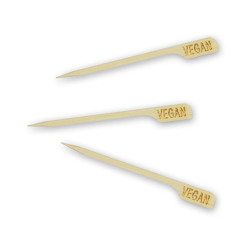 Franz Mensch - Bambus-Spieße, mit Blattende, mit Aufschrift "Vegan", 9cm, 250 St