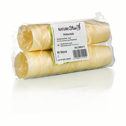 Einweg Holz-Timbale (Becher), Ø4,5cm, 4,5cm hoch (halten keine Flüssigkeit), 50 St