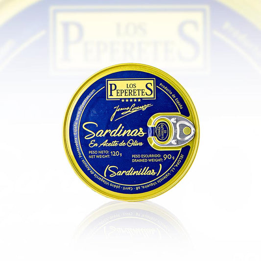 Sardinillas, ohne Kopf, in Olivenöl, Los Peperetes - es gibt keine Besseren!, 120 g