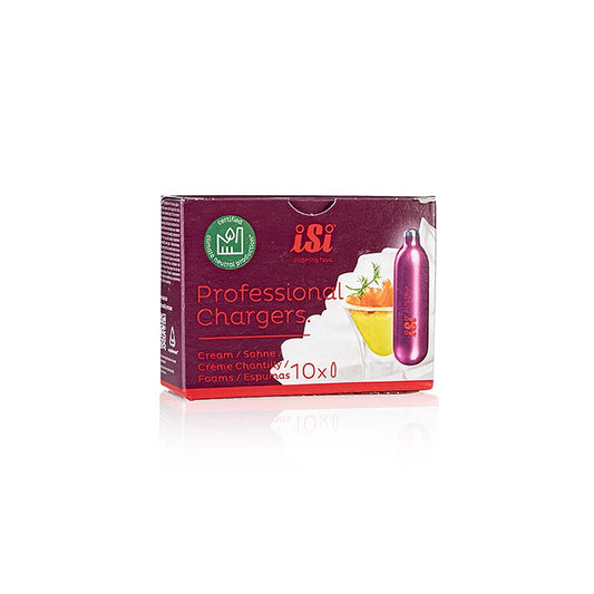 Einweg Sahnekapseln, Distickstoffmonoxid, Professional Charger, iSi, 10 St
